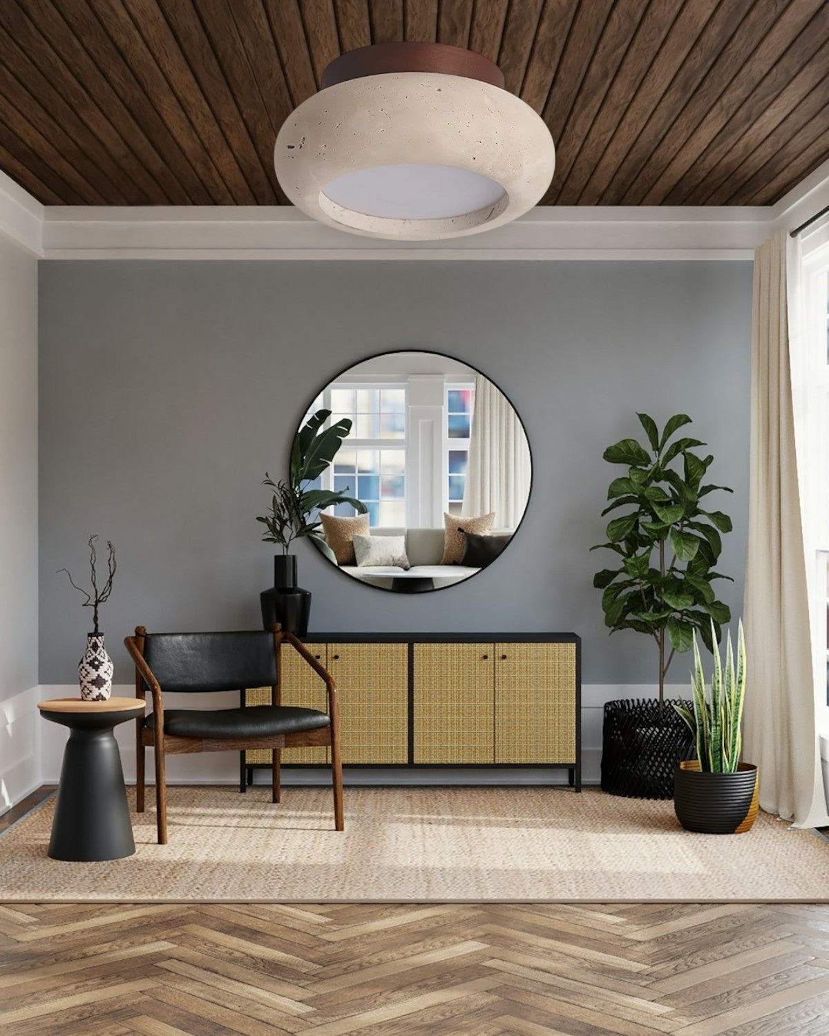 Acrylic Ceiling Lamp In Walnut Beige Tones For Living Room, Bedroom, Hallway | Temsk