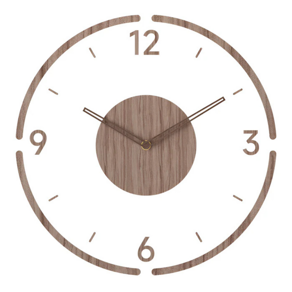 Nordische Holz-Wanduhr mit geräuschlosem Quarzwerk-Design | Temsk