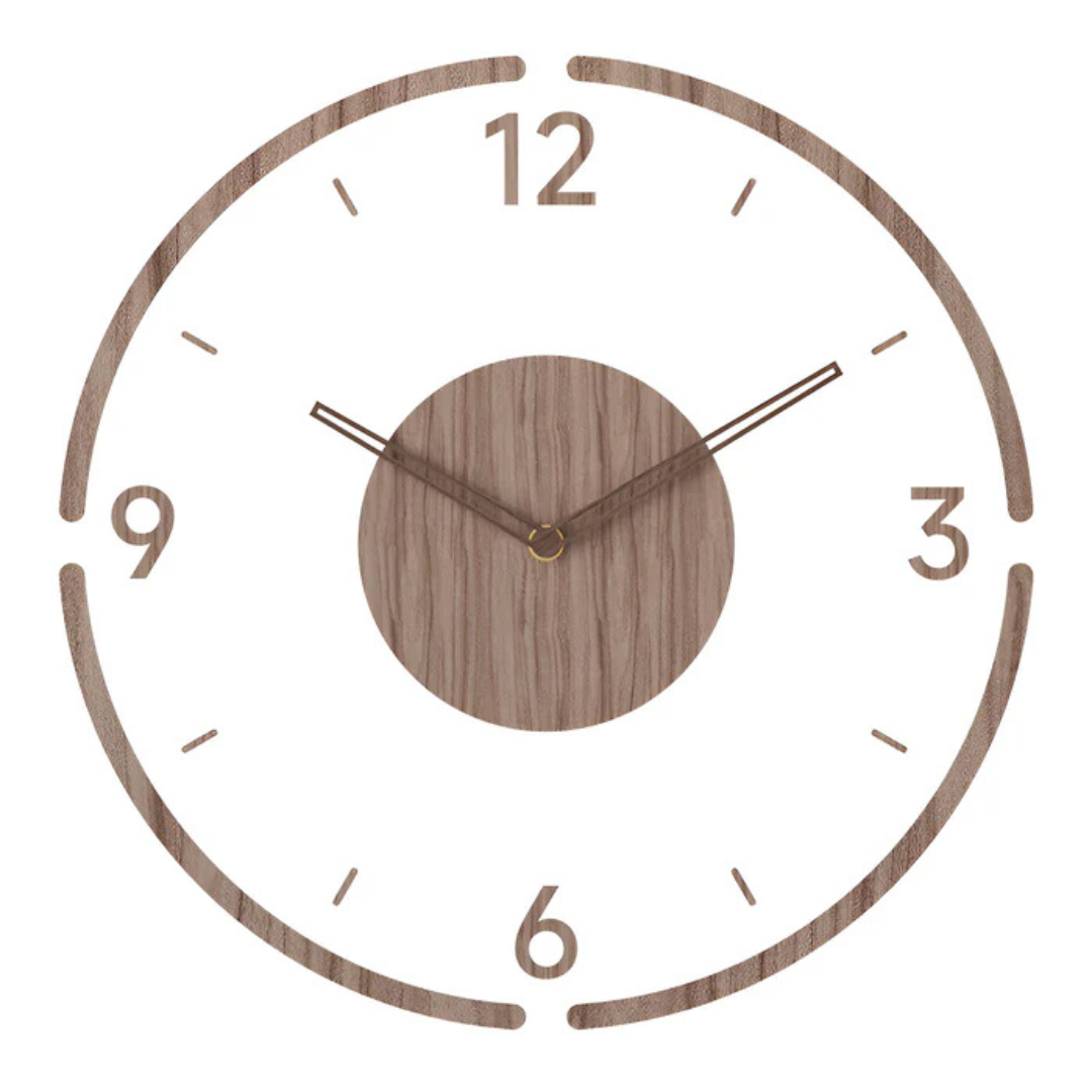 Nordische Holz-Wanduhr mit geräuschlosem Quarzwerk-Design | Temsk