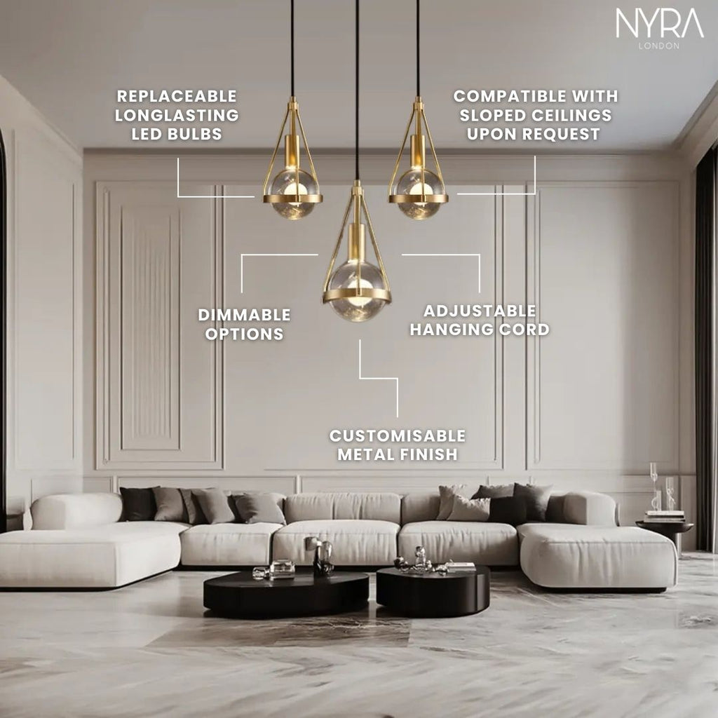 Ardena Nordic Gold Pendant Lights with Dandelion Glow | Temsk