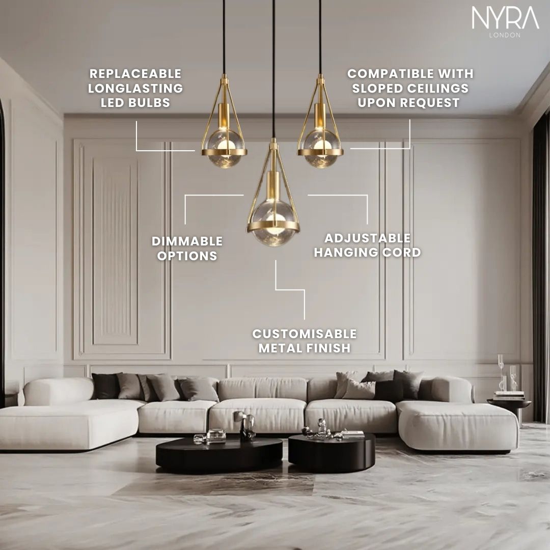 Ardena Nordic Gold Pendant Lights with Dandelion Glow | Temsk