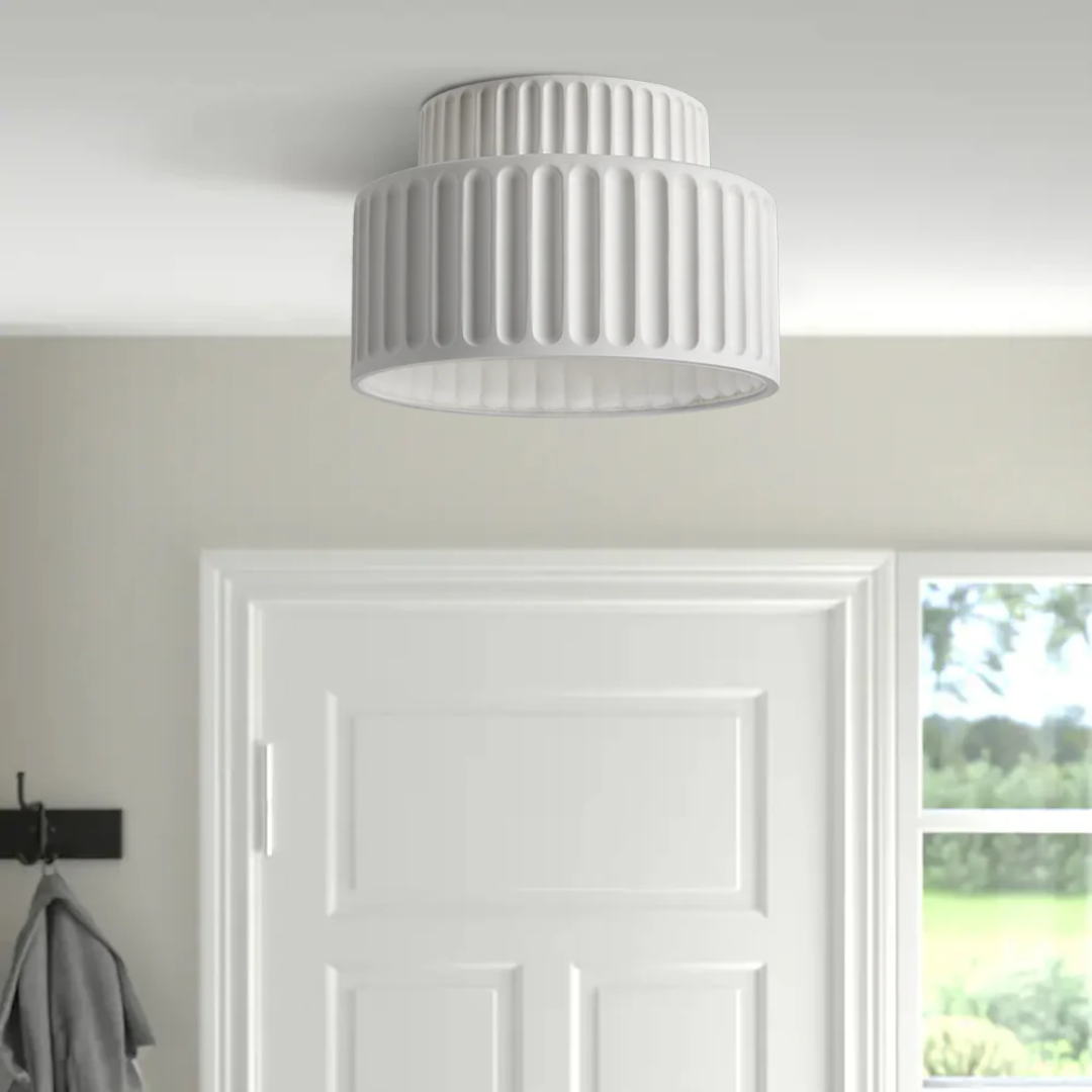 Vesper Ribbed Vintage Semi Flush Ceiling Light For Low Ceilings | Temsk