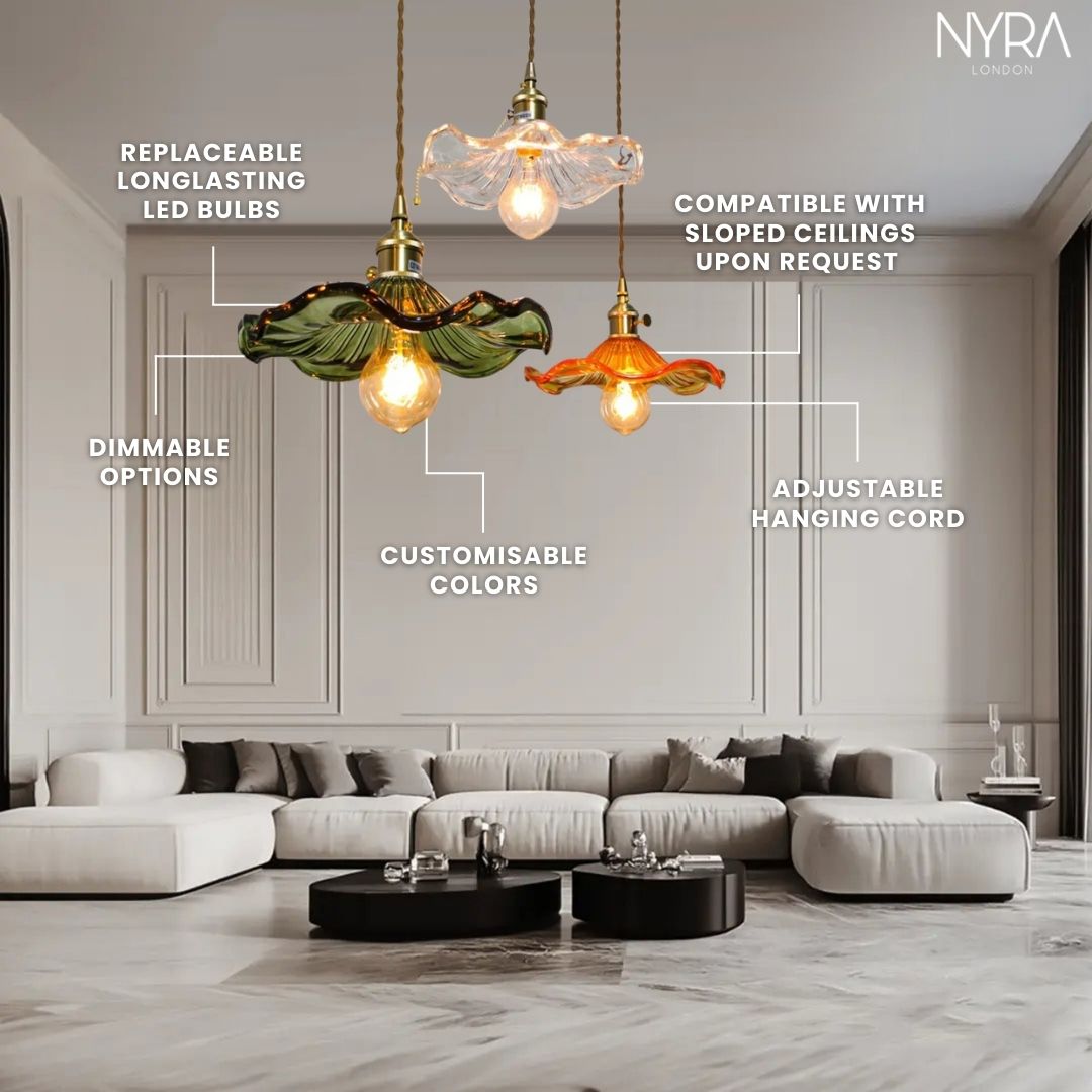Lyra Glass Pendant Lights With Nordic Floral Motifs | Temsk