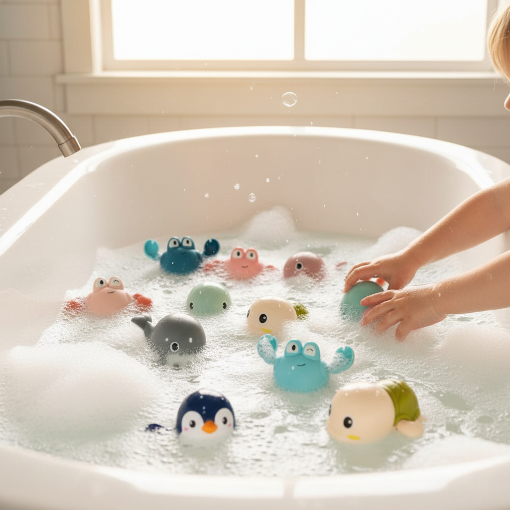 Aufziehbares Meeresbewohner-Badespielzeug-Set für schwimmendes Wasserspiel | Temsk