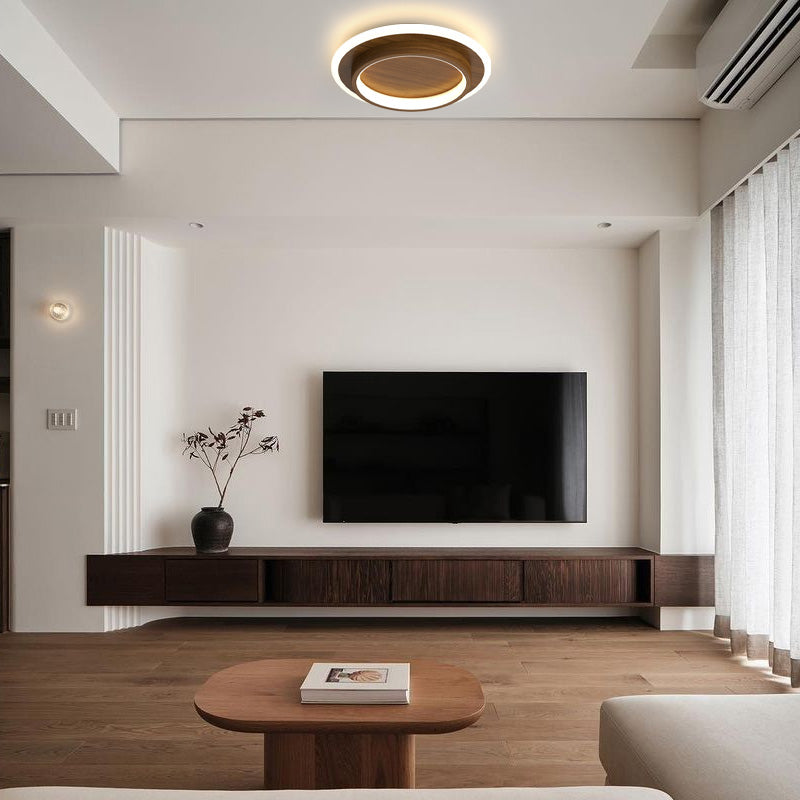 Round LED Ceiling Light With Halo Ring, Metal And Acrylic Flush Mount | Temsk