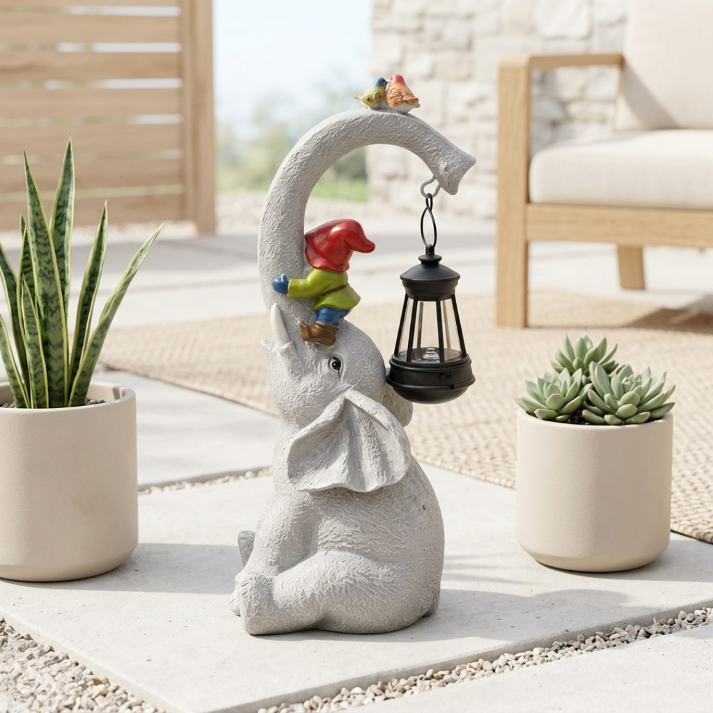 Solar Powered Elephant Garden Lantern For Outdoor Spaces | Temsk