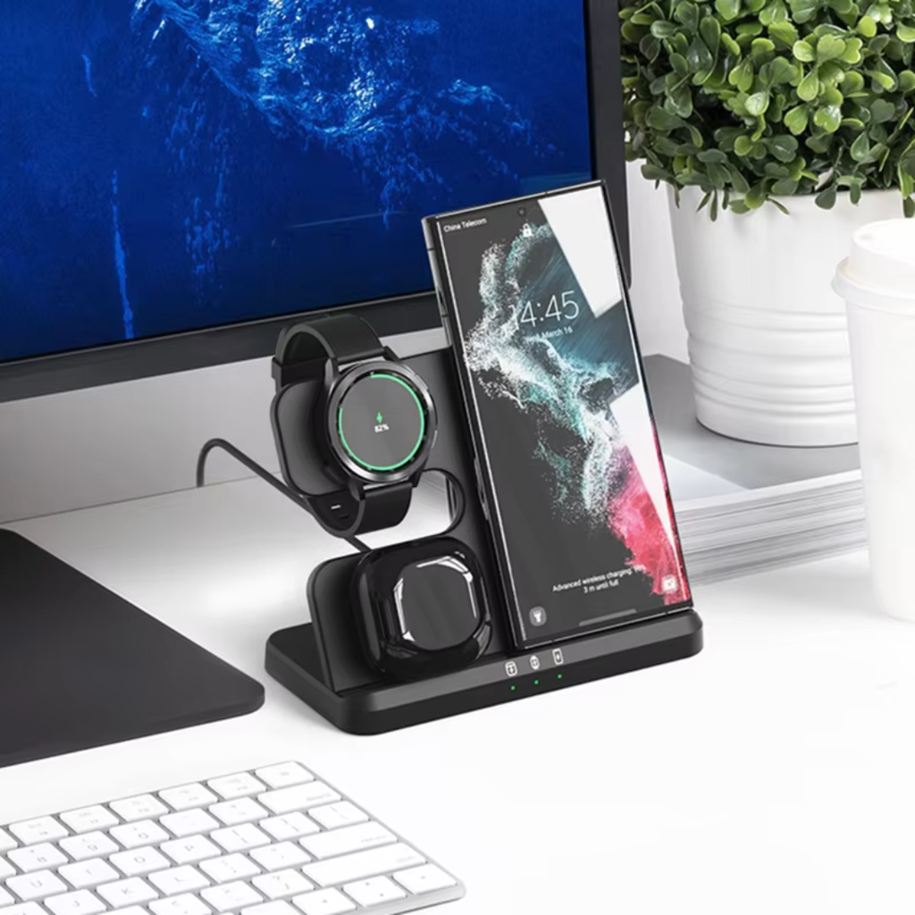 Three-In-One Wireless Charging Stand For Desk And Nightstand | Temsk