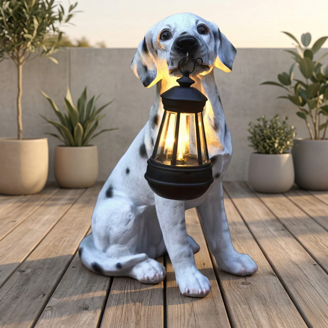 Solar Puppy Garden Ornament for Outdoor Patio and Garden Decor | Temsk