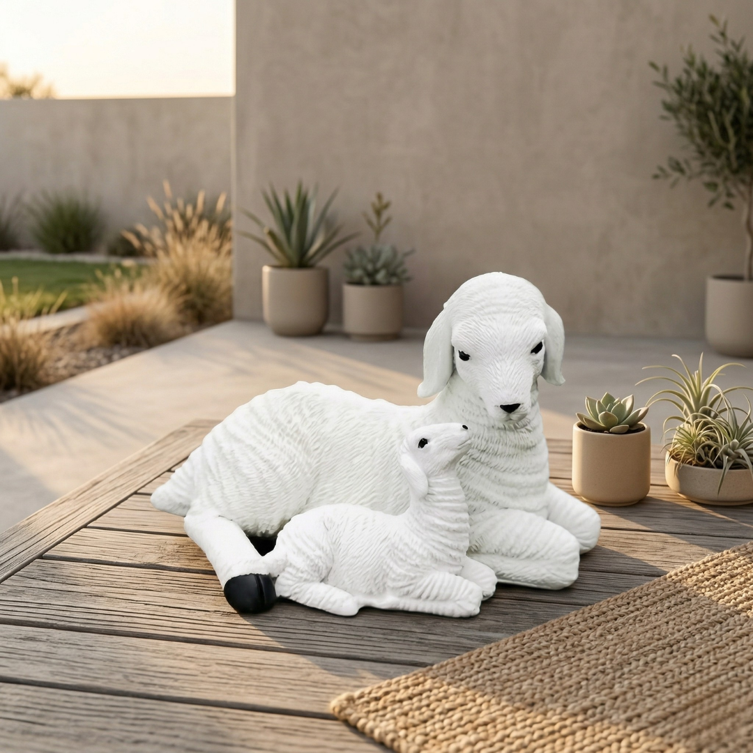 Whimsical Mini Lamb Garden Figurine For Flower Pot Decor | Temsk