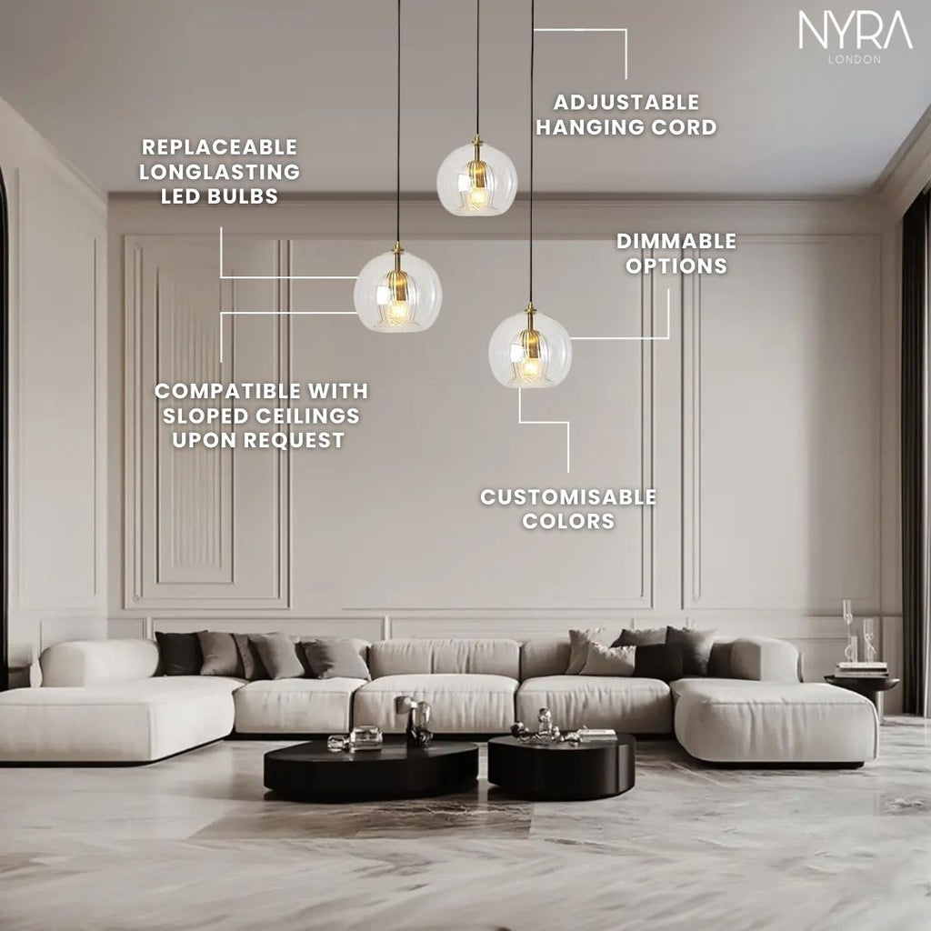 Nova Glass Bubble Pendant Light With Handblown Double Orbs | Temsk