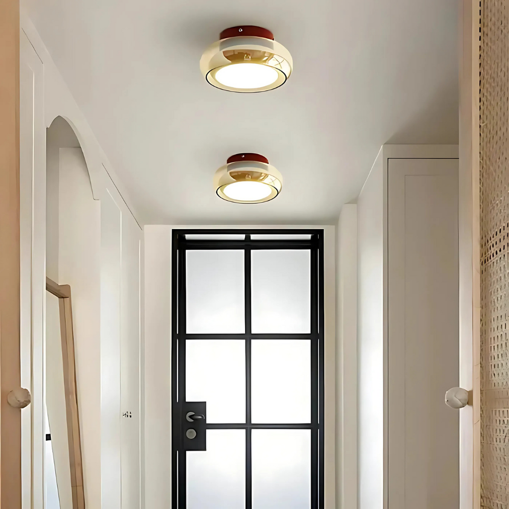 Amber Glass LED Ceiling Light 24W Retro Modern Style For Living Room And Hallway | Temsk
