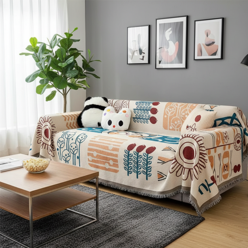 Boho Woven Couch Cover For Sofas And Living Room Decor | Temsk