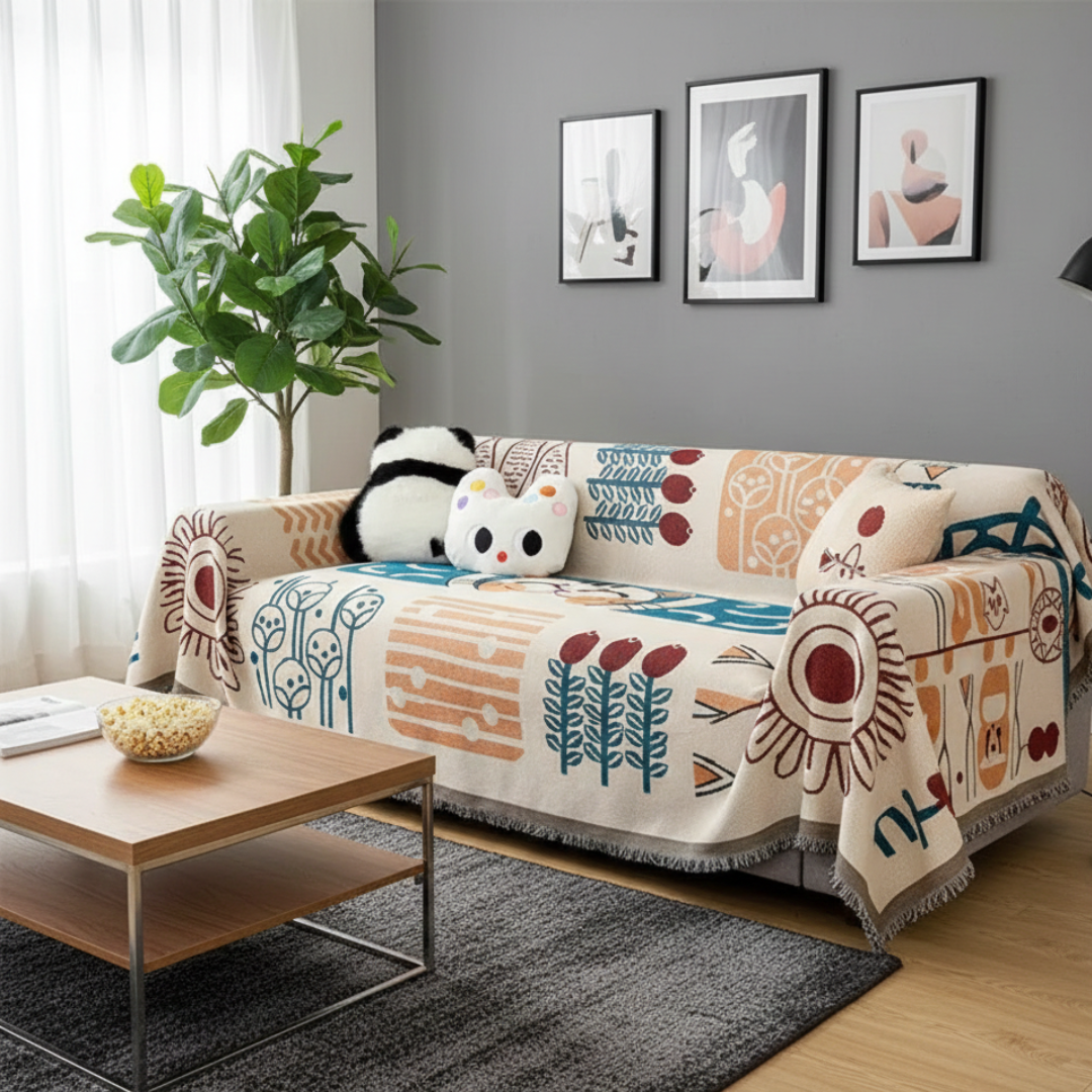 Boho Woven Couch Cover For Sofas And Living Room Decor | Temsk