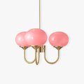 Retro Pink Glass Pendant Ceiling Lamp In Gold Finish, 3 Or 5-Light Fixture For Living Room | Temsk