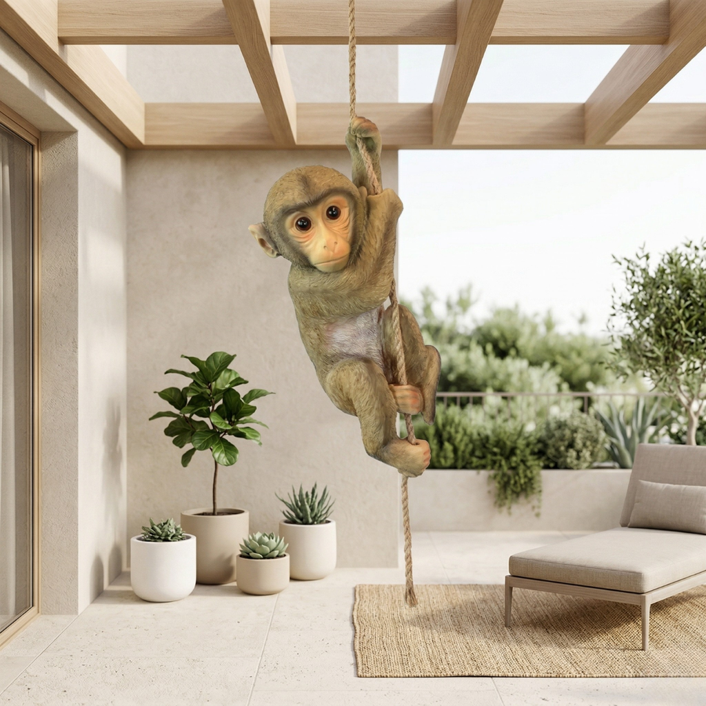 Climbing Monkey Garden Statue For Outdoor Patio Decor | Temsk