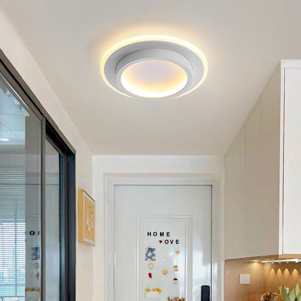 Round LED Ceiling Light With Halo Ring, Metal And Acrylic Flush Mount | Temsk