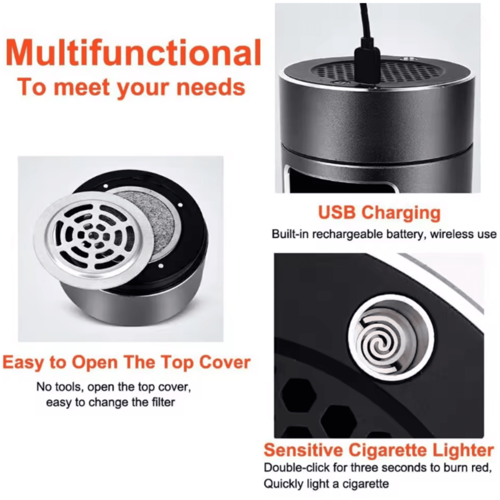 AeroPure Portable Smokeless Ashtray With HEPA Filter And USB Battery | Temsk