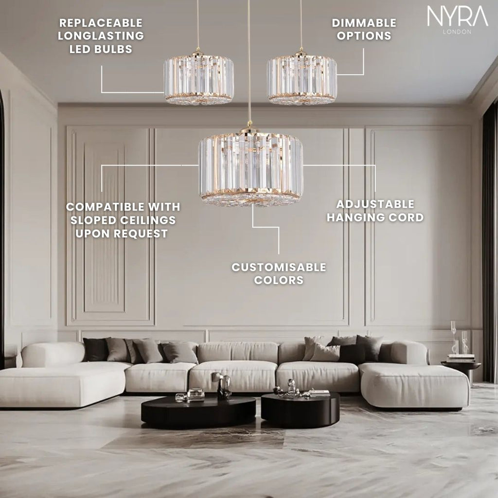 NovaCrystal Two-Tier Crystal Pendant Light With Angled Glass Prisms | Temsk