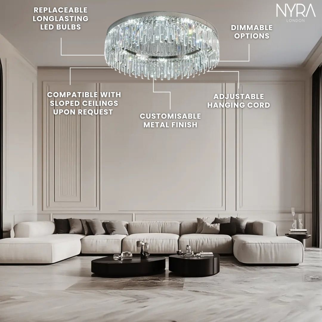Empressa Crystal Lighting Collection Featuring Stainless Steel And K9 Crystals | Temsk