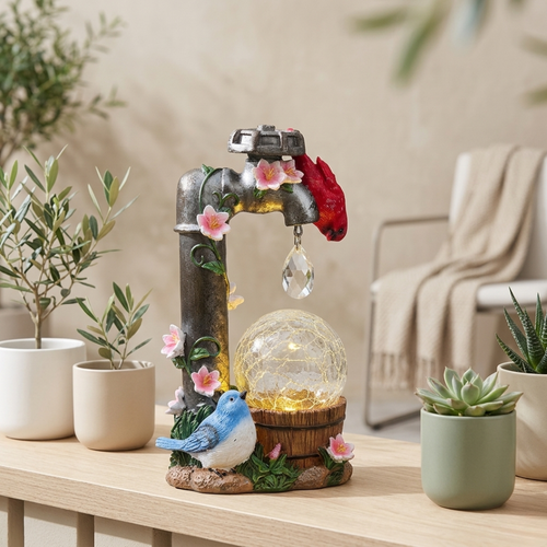 Elegant Solar Cardinal Garden Statue For Outdoor Decor Temsk