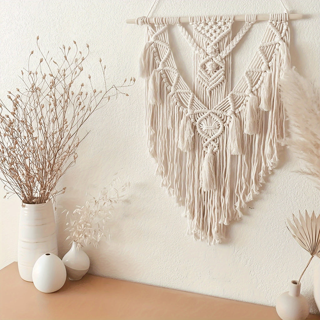 Bohemian Macrame Wall Hanging Handwoven Tapestry For Natural Home Decor | Temsk