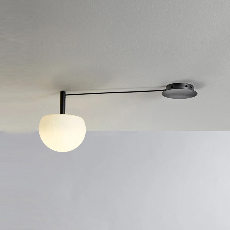 Adjustable Glass Globe Ceiling Lamp With White Metal Frame for Modern Living Room | Temsk