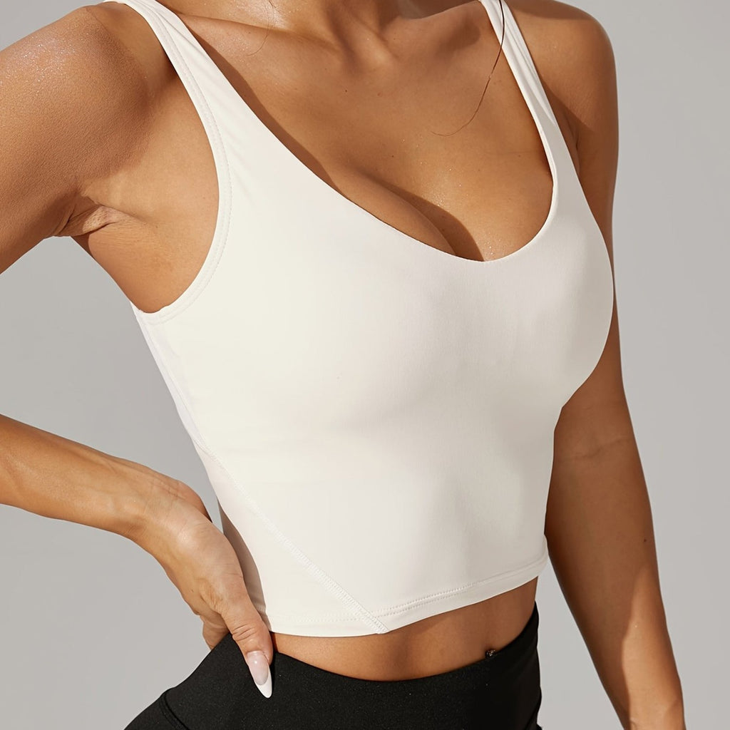 Pružný crop top s výstřihem do V a odhalenými zády pro sportovní nošení | Temsk