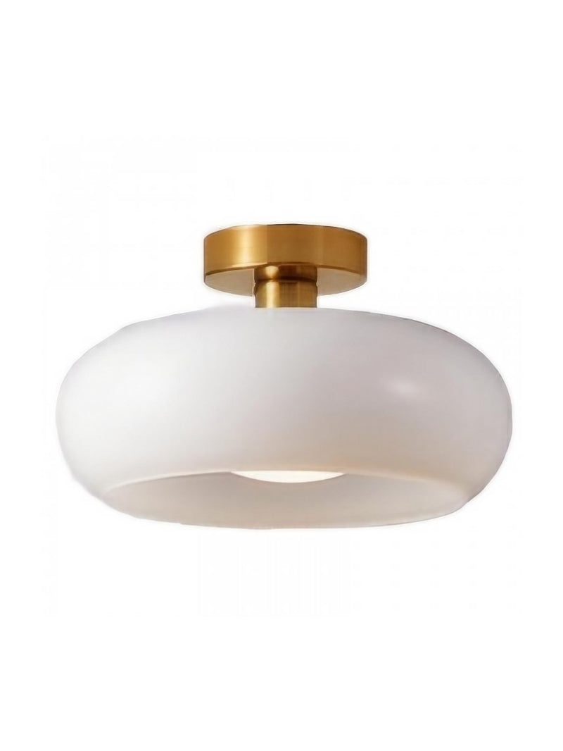 Bauhaus Glass Disk Ceiling Light In Brass Or Chrome Finish, Orange-Yellow Or White Glass | Temsk