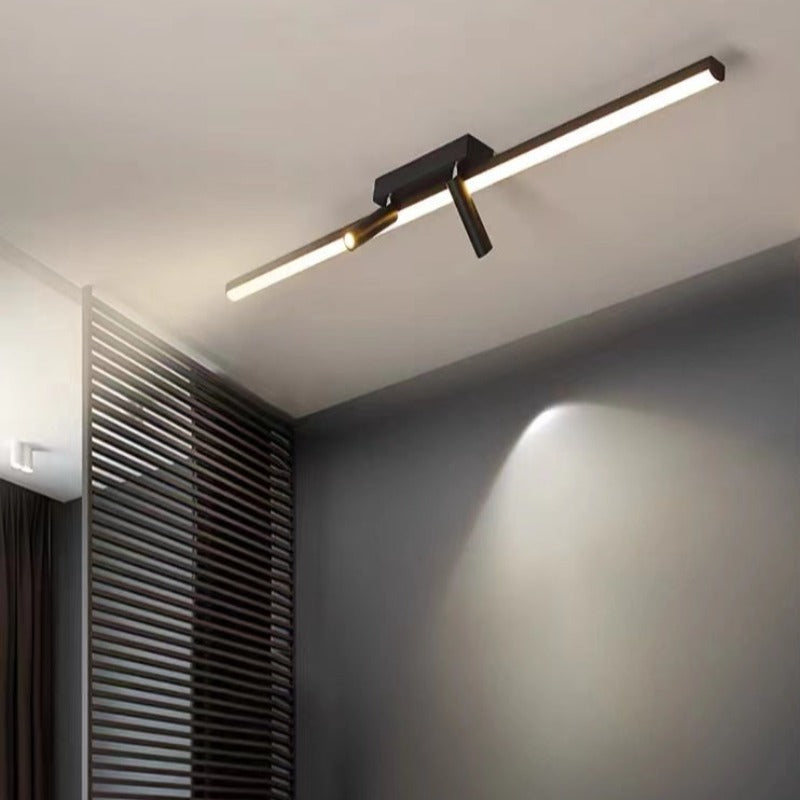 Černé lineární LED stropní světlo s nastavitelnými reflektory 80–100 cm | Temsk