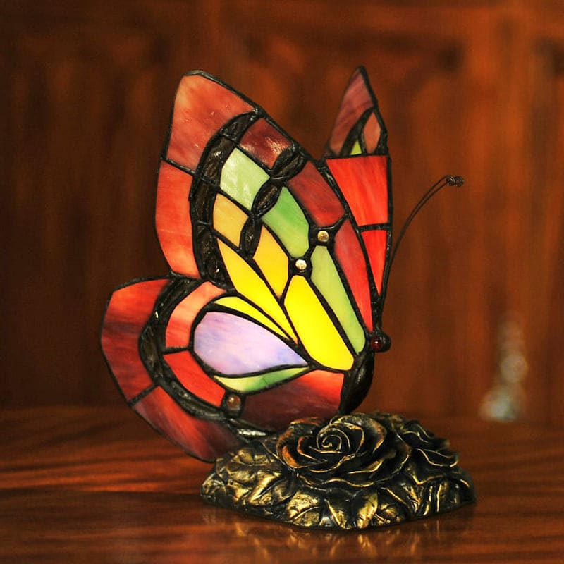 Aurelia Victorian Floral Resin Table Lamp With Butterfly | Temsk