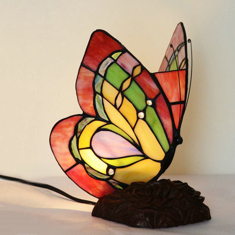 Aurelia Victorian Floral Resin Table Lamp With Butterfly | Temsk