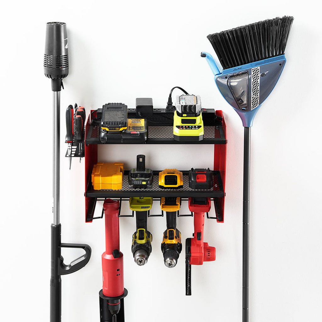 Werkzeugorganizer zur Wandmontage mit Ladestation und Garagenregal | Temsk