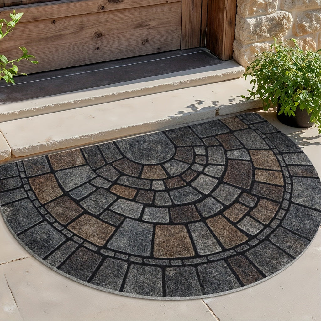 Semi-Circular Mosaic Entry Mat For Indoor And Outdoor Use | Temsk