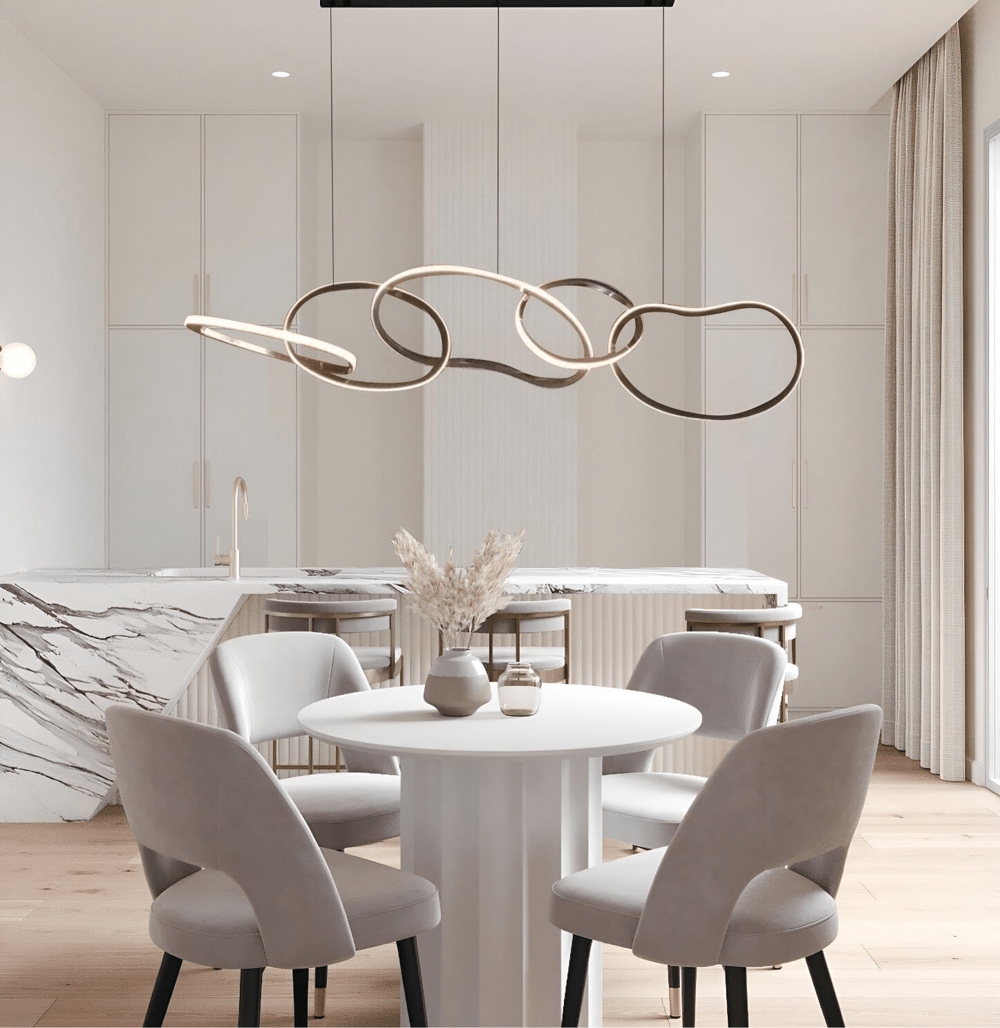 Vela Ring Pendant Light In Rose Gold Or Gold Finish | Temsk