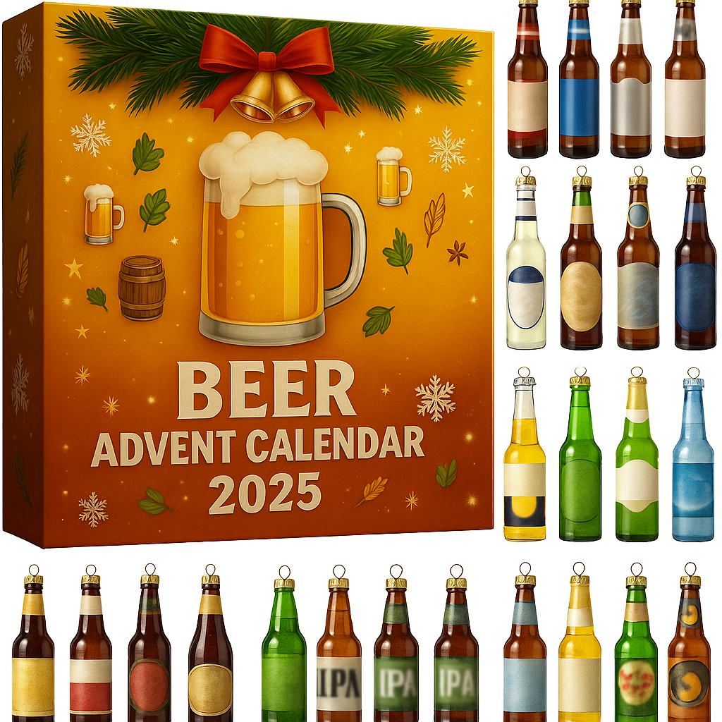 Beer Style Advent Calendar Mini Bottle Ornaments For Holiday Decor | Temsk