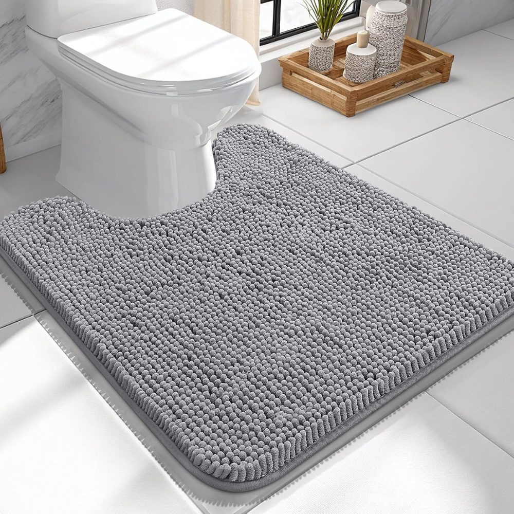 Chenille Bath Rug Absorbent Mat For Bathroom Floor That Stays Put | Temsk