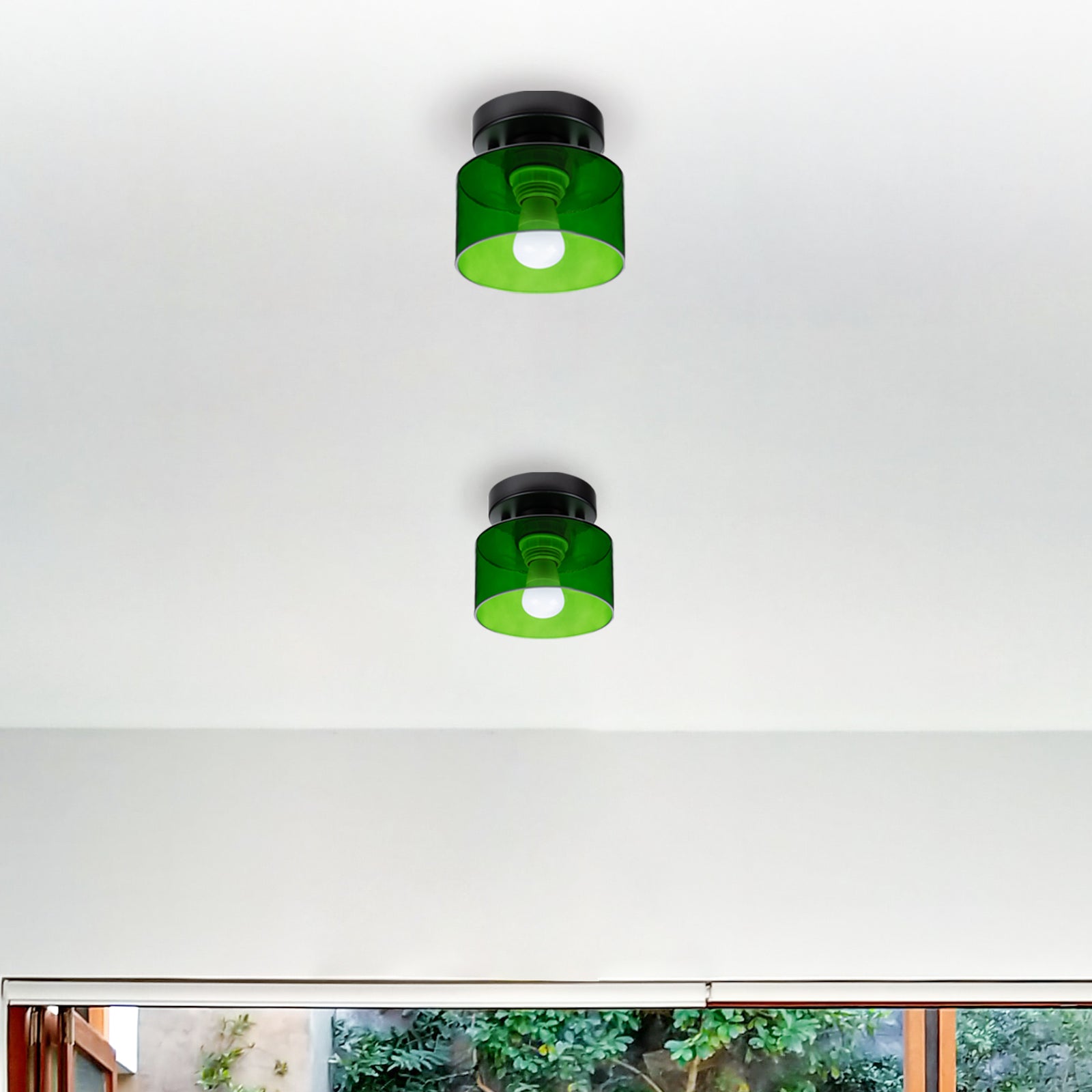 Amber glas retro loftslampe E27/E26 til køkken, gang og stue | Temsk
