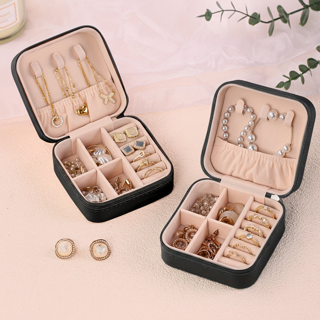Travel Jewelry Box Organizer Case With Zipper For On The Go Storage | Temsk