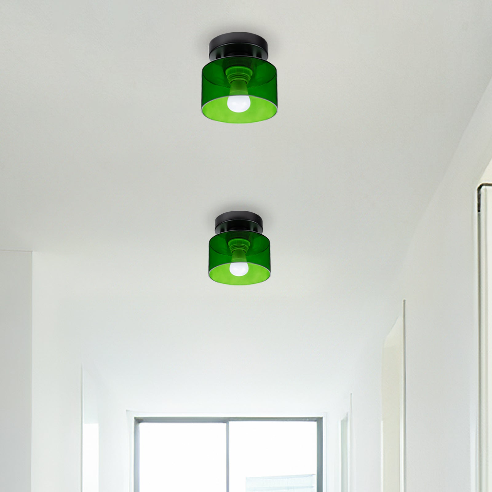 Amber glas retro loftslampe E27/E26 til køkken, gang og stue | Temsk
