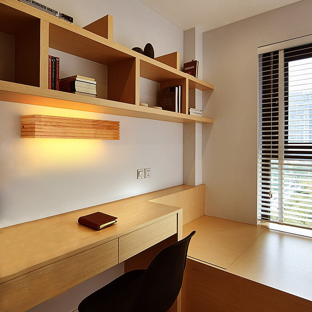 Zeitgenössische Wandleuchte im Holz-LED-Design für Schlafzimmer und Wohnzimmer | Temsk