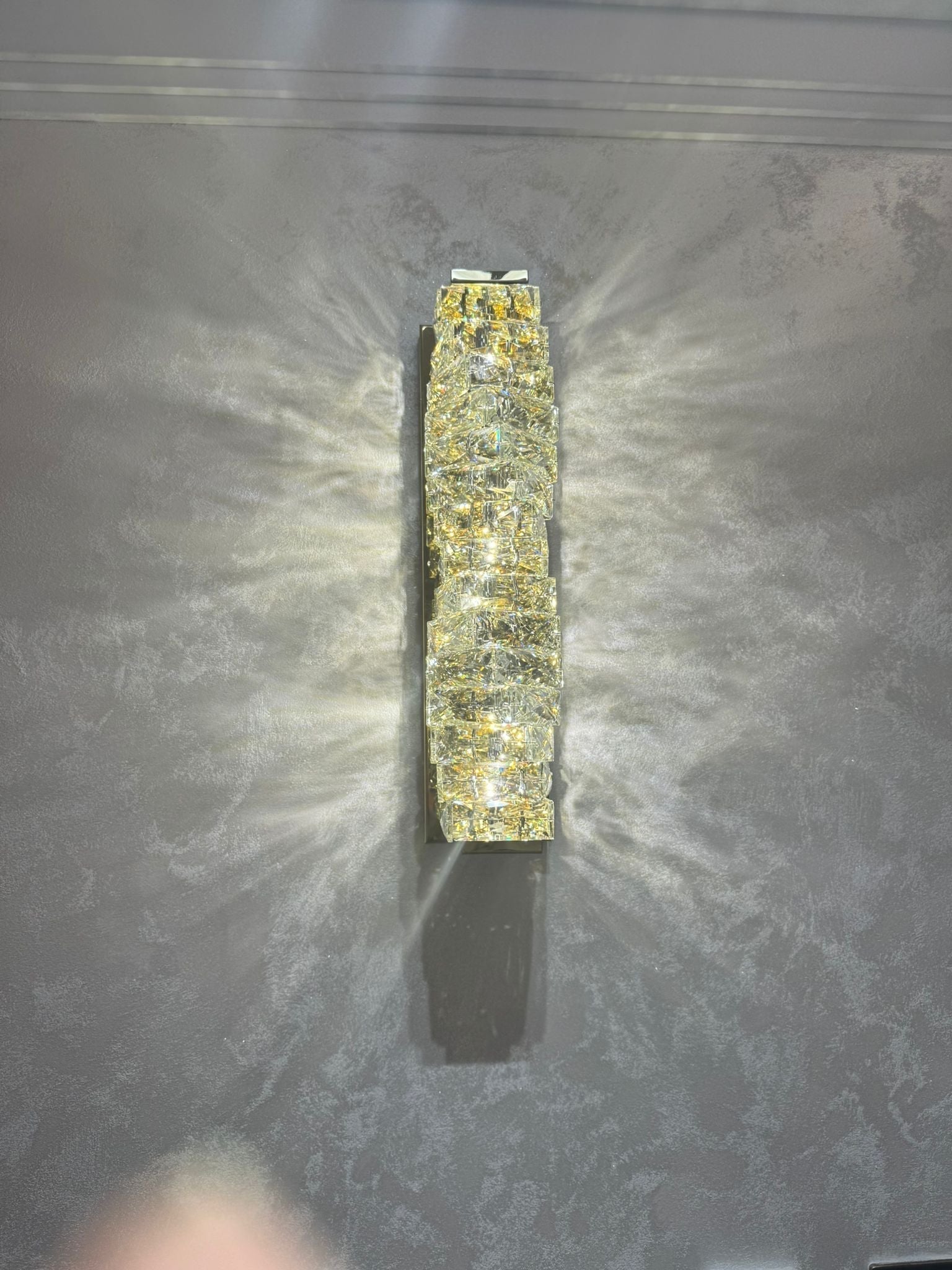 Nova Crystal Accents Wall Lamp In Stainless Steel With Three Color Temperatures | Temsk