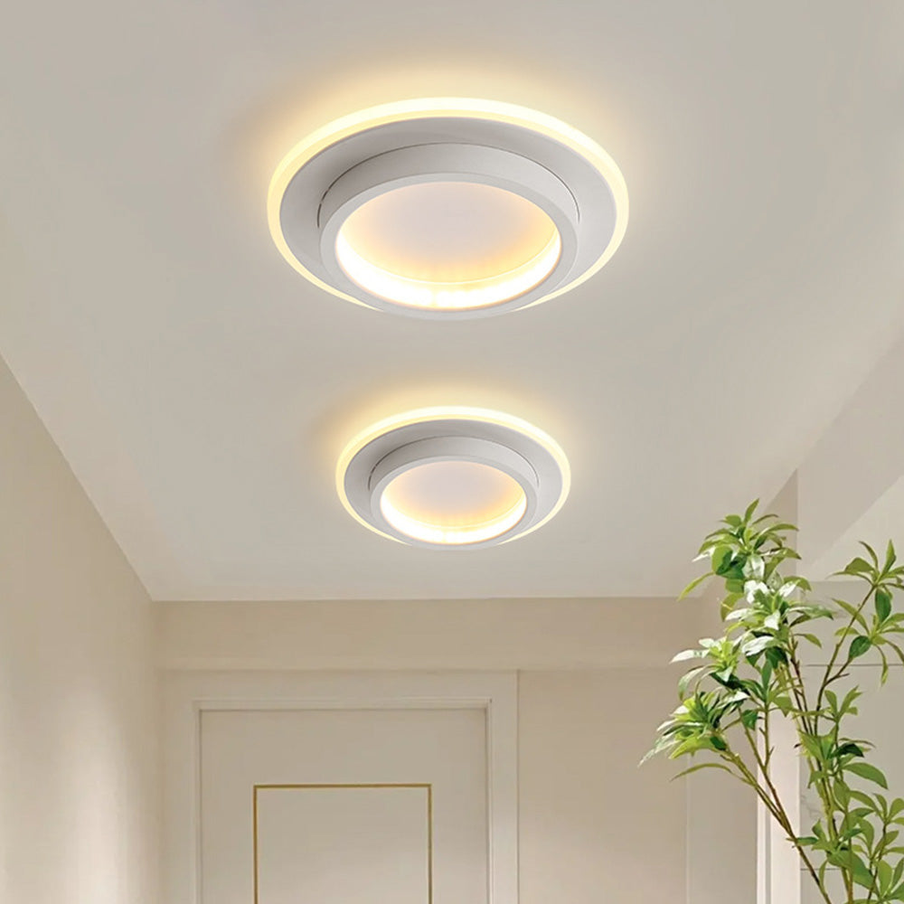 Round LED Ceiling Light With Halo Ring, Metal And Acrylic Flush Mount | Temsk