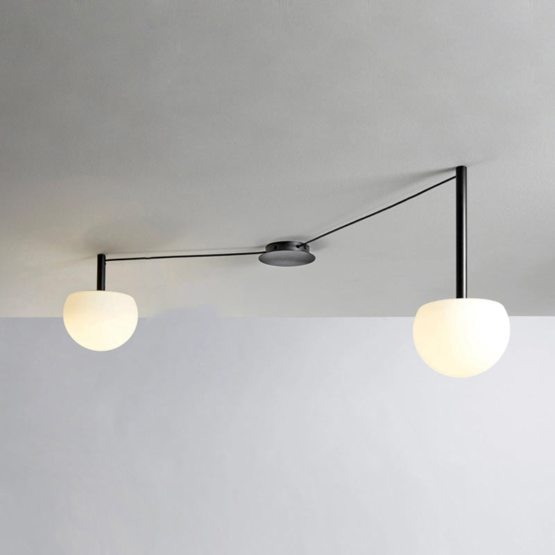 Adjustable Glass Globe Ceiling Lamp With White Metal Frame for Modern Living Room | Temsk