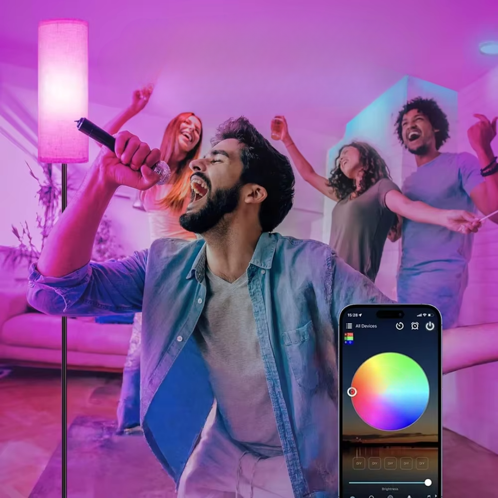 RGB stojací lampa s ovládáním přes aplikaci pro domácí osvětlení a atmosféru | Temsk