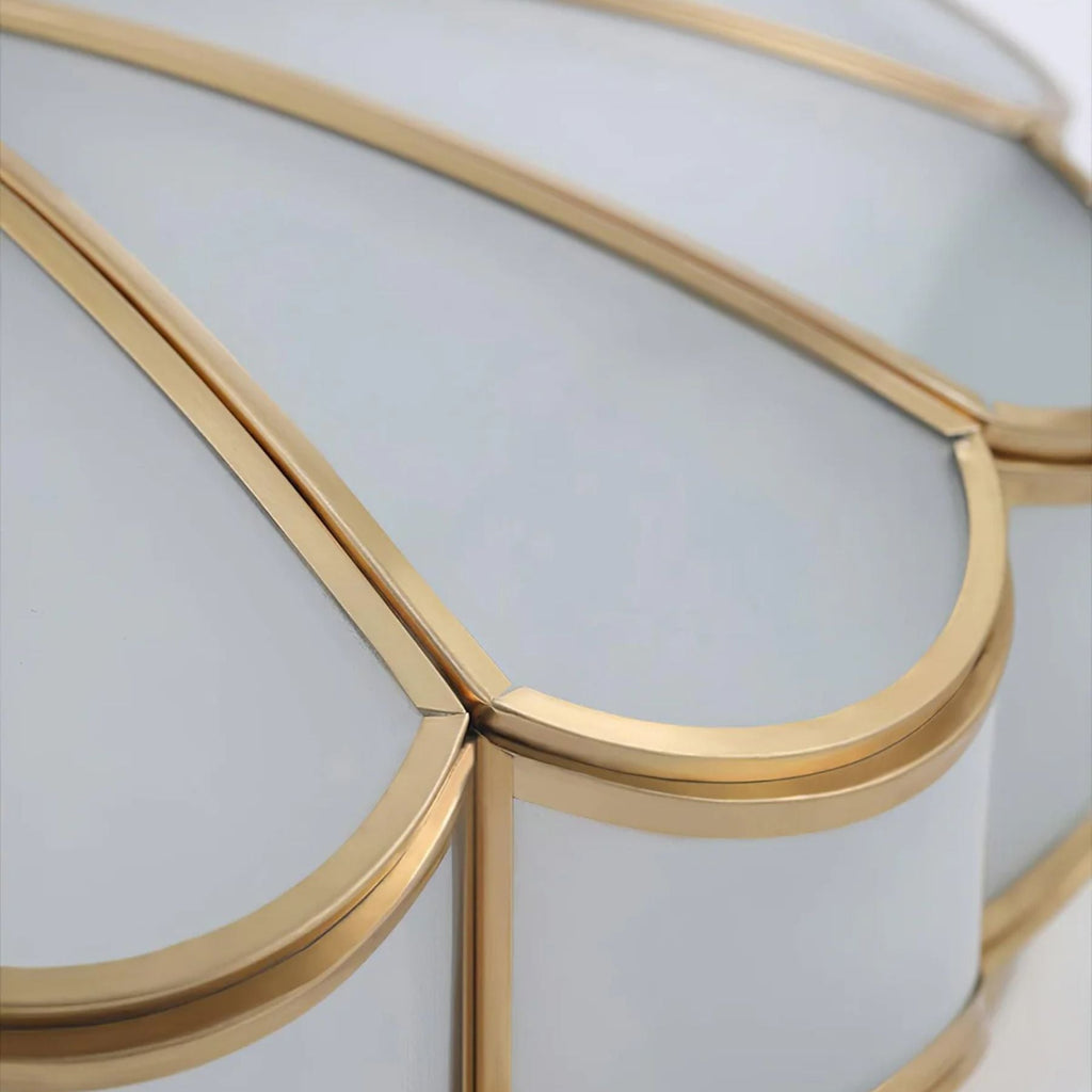 Gold Brass Glass Round Ceiling Light For Living Room Hall Dining Diffused Warm Glow | Temsk