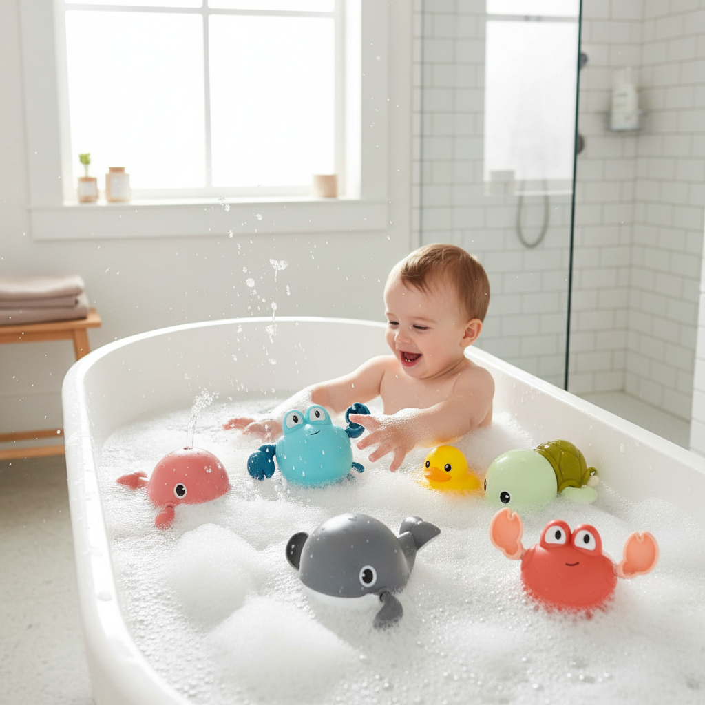 Aufziehbares Meeresbewohner-Badespielzeug-Set für schwimmendes Wasserspiel | Temsk
