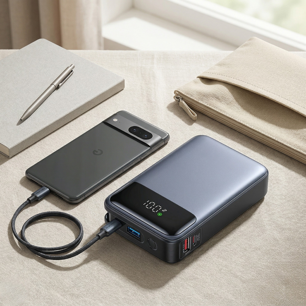 Portable Power Bank With Built-In Cable For Easy On-The-Go Charging | Temsk