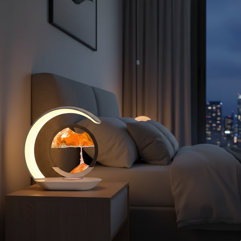 Lampada da tavolo a clessidra LED con ricarica wireless | Temsk