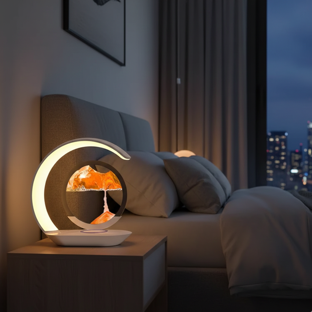 Lampada da tavolo a clessidra LED con ricarica wireless | Temsk