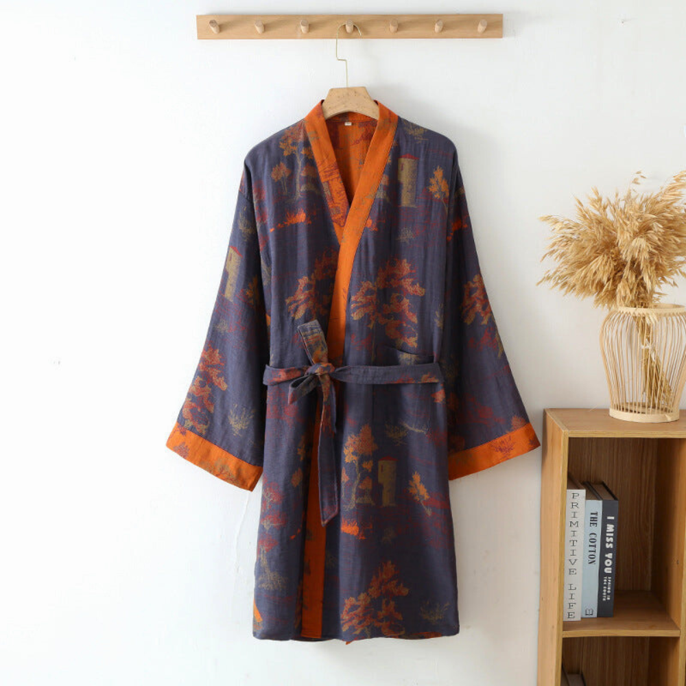 Lumenvale Rustic Kimono Robe Made Of Pure Cotton Fabric | Temsk